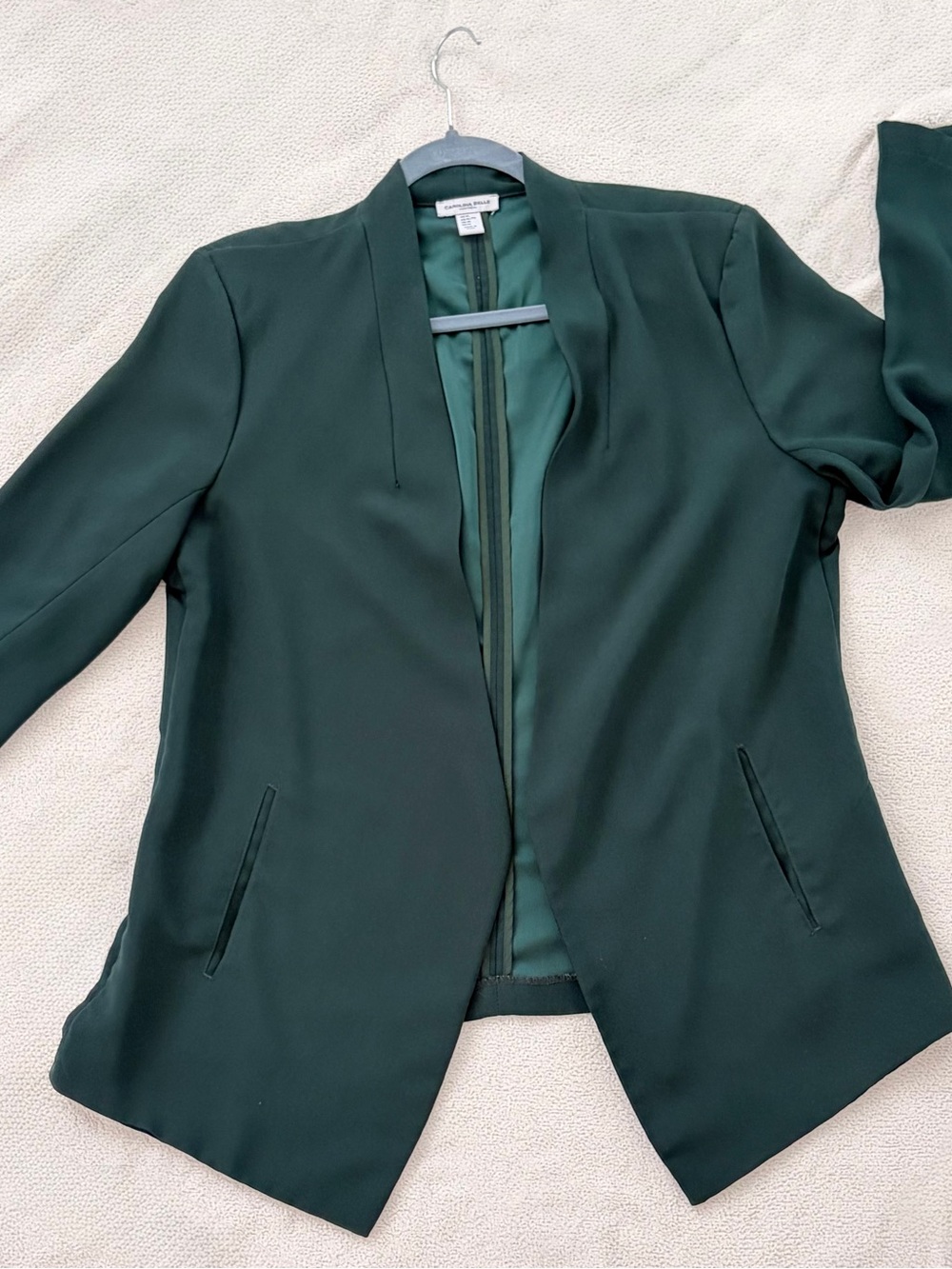 Carolina Belle Dark Green Open-Front Blazer